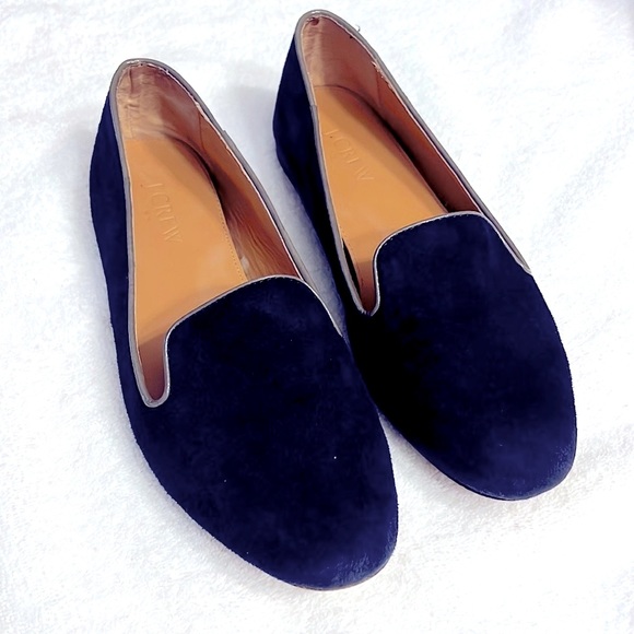 J. Crew Shoes - J.Crew Blue Velvet Addie Flats Slip Ons EUC Sz8